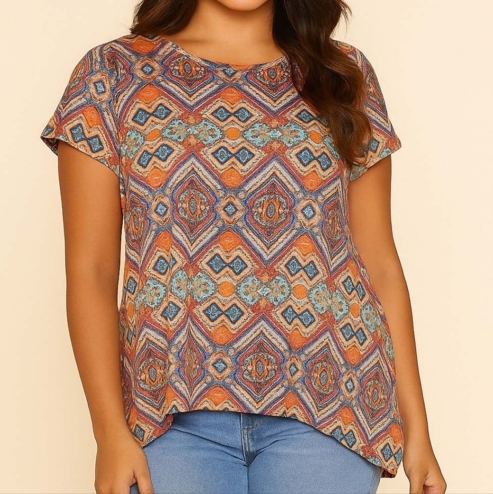 Artisan NY Geometric Orange Tunic